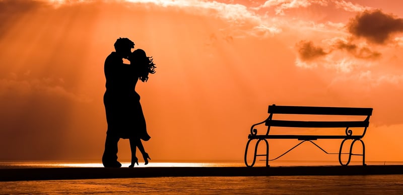 Couple in love at sunset